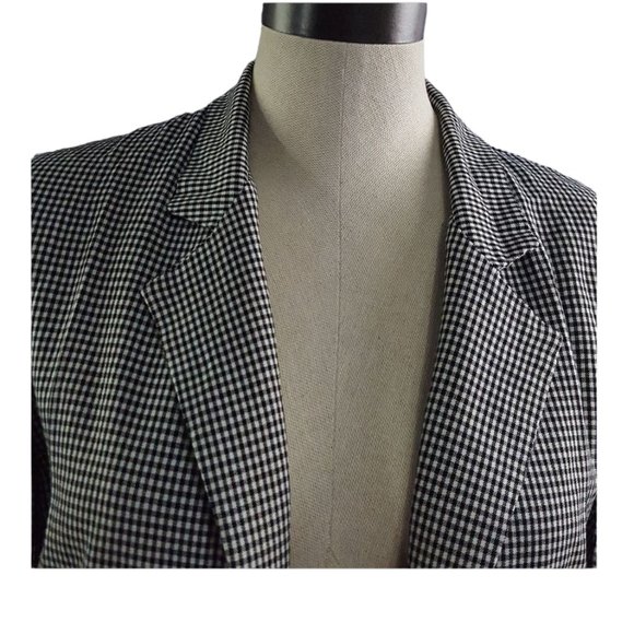 Cruise Blues Vintage Houndstooth Plaid Checkered Blazer Black White - Picture 2 of 5